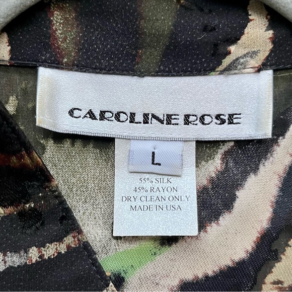 Caroline Rose Silk Blend Sheer-ish Tunic Blouse – Abstract Animal Print, Size L - Picture 9 of 9